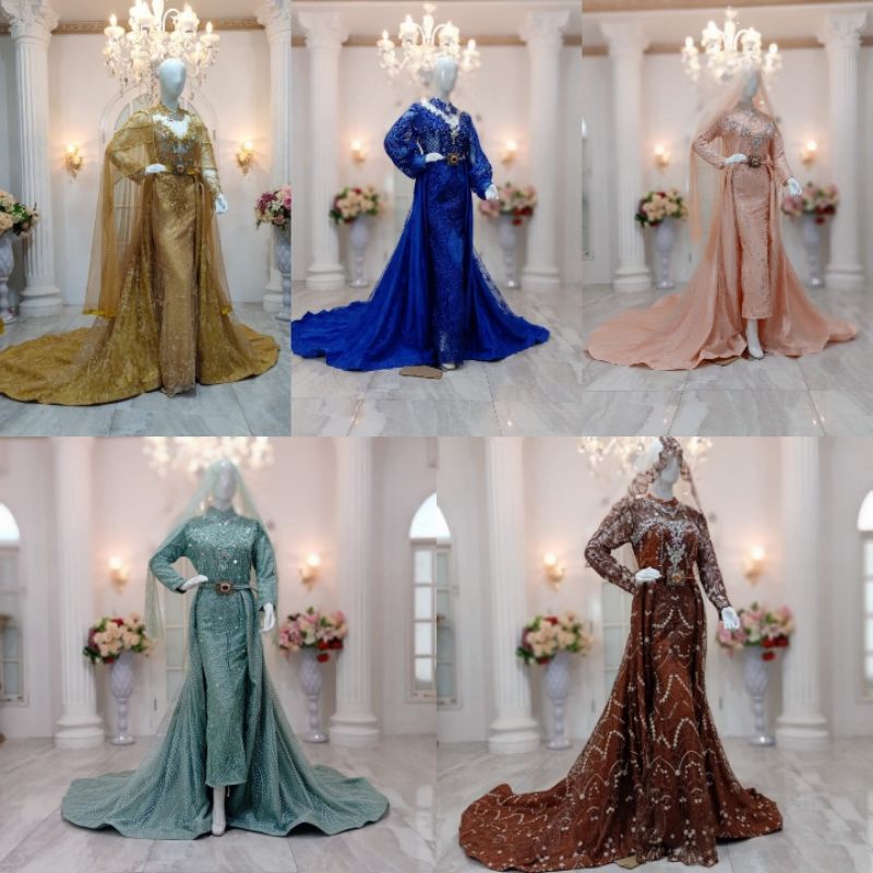 GAUN WEDDING BALERO | GAUN JUBAH|BAJU WEDDING BEREKOR | GAUN MEWAH | BAJU PENGANTIN MODERN/ DRESS