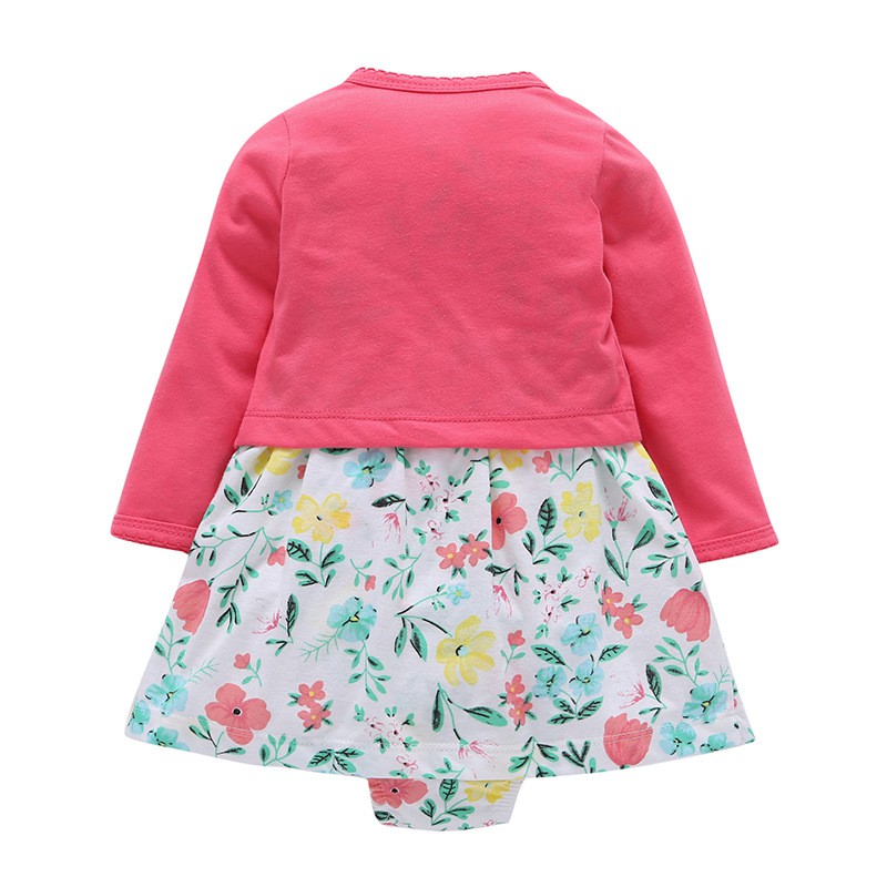 Fashion Bayi: Dress Print Floral Gaya Korea dengan Cardigan Pink