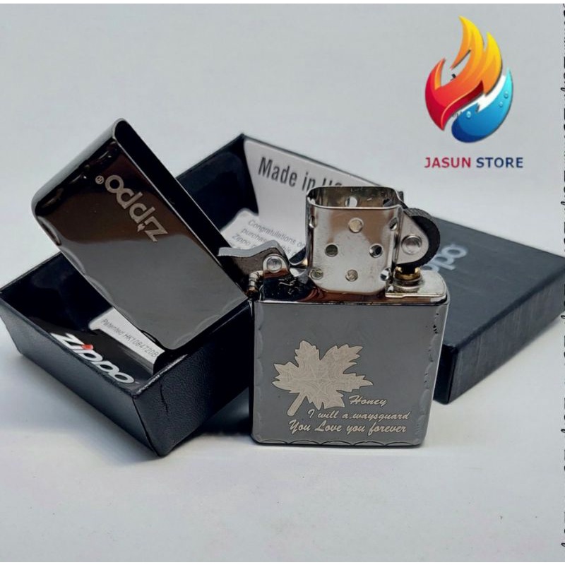 Korek Api Zippo Premium Original Black Ice Grafir Side Honey COD