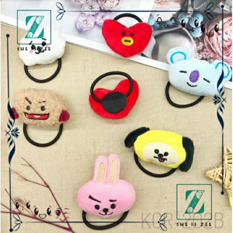 KARET RAMBUT KPOP BTS BT21 || 1 PASANG  IKAT RAMBUT BTS BT21 BANGTAN/ JEPIT RAMBUT KPOP