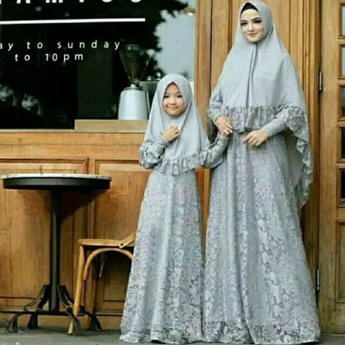 COUPLE NAURA BRUKAT + JILBAB BAJU MUSLIM IBU DAN ANAK GAMIS SYARI