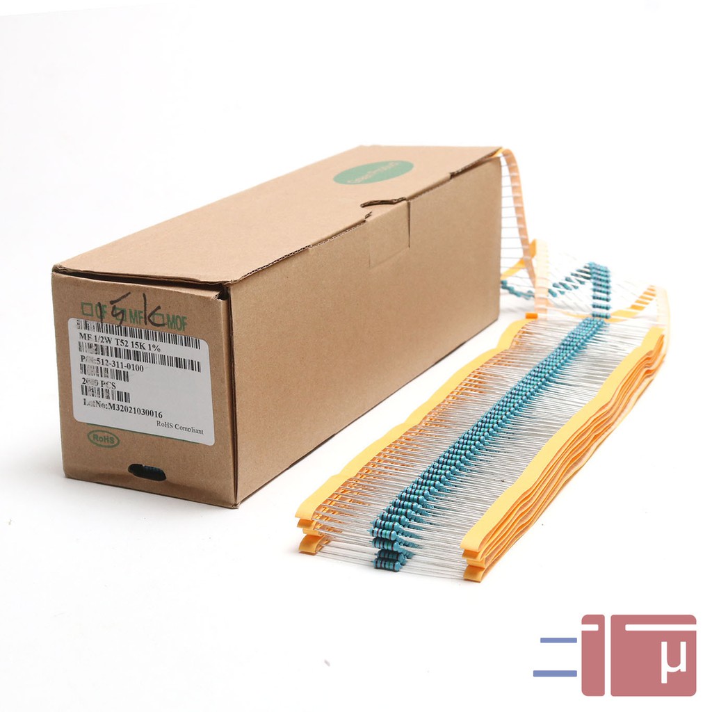 x10 Resistor 15K 1/2W Metal Film 1% Taiwan Kaki Tembaga