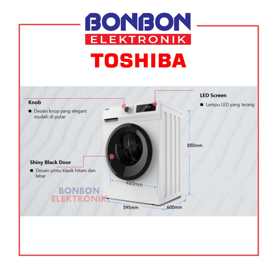 Toshiba Mesin Cuci Front Loading 8.5KG TW-BH85S2N Inverter 8.5 KG