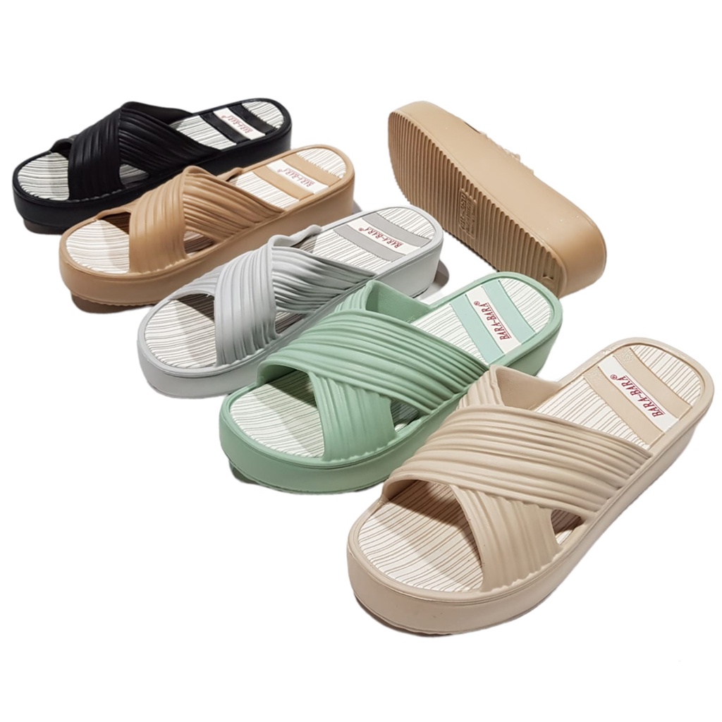 Bara~Bara Sandal Jelly Karet Wanita Kokop Silang Motif Garis MJZEB1938-SLTMM (AF2)