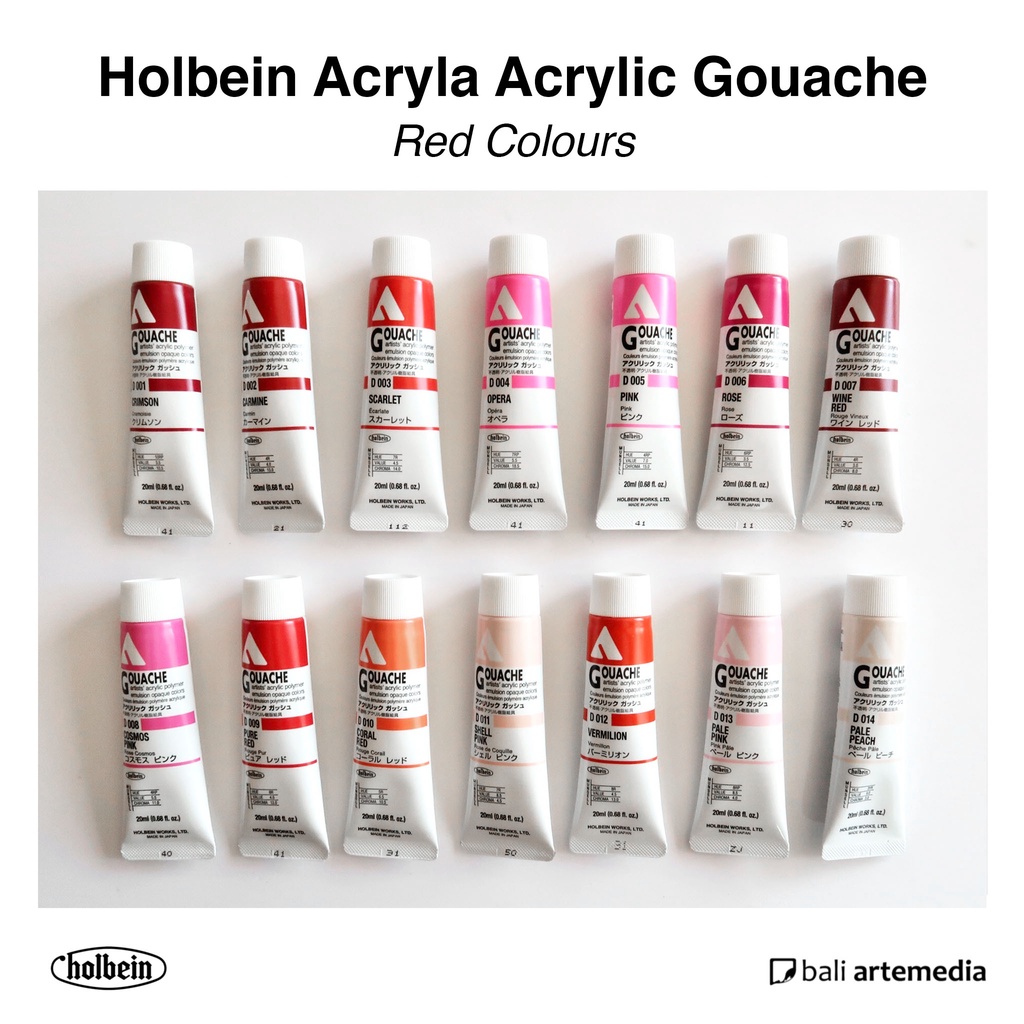 Holbein Acryla RED Acrylic Gouache Paint 20ml