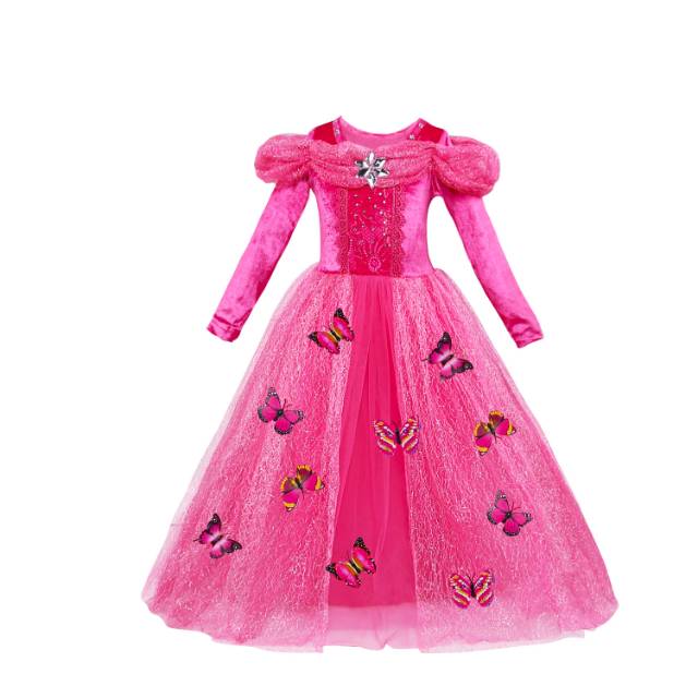 GA2672 PREMIUM BUTTERFLY PINK / DRESS PRINCESS ANAK PEREMPUAN PINK / GAUN PESTA ULANG TAHUN MURAH