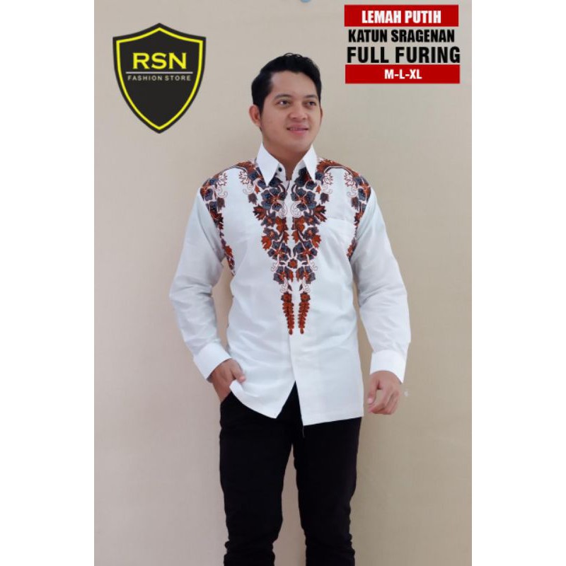 Baju Batik Pria Dewasa Lengan Panjang Terbaru Lemah Putih Batik Terlaris Termurah