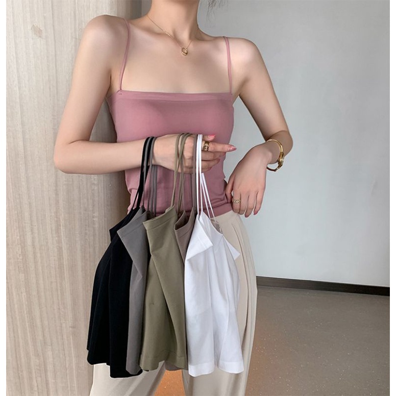 Tank Top Bra  Busa Basic Wanita Panjang / Tanktop Square Tali Spaghetti Premium-1