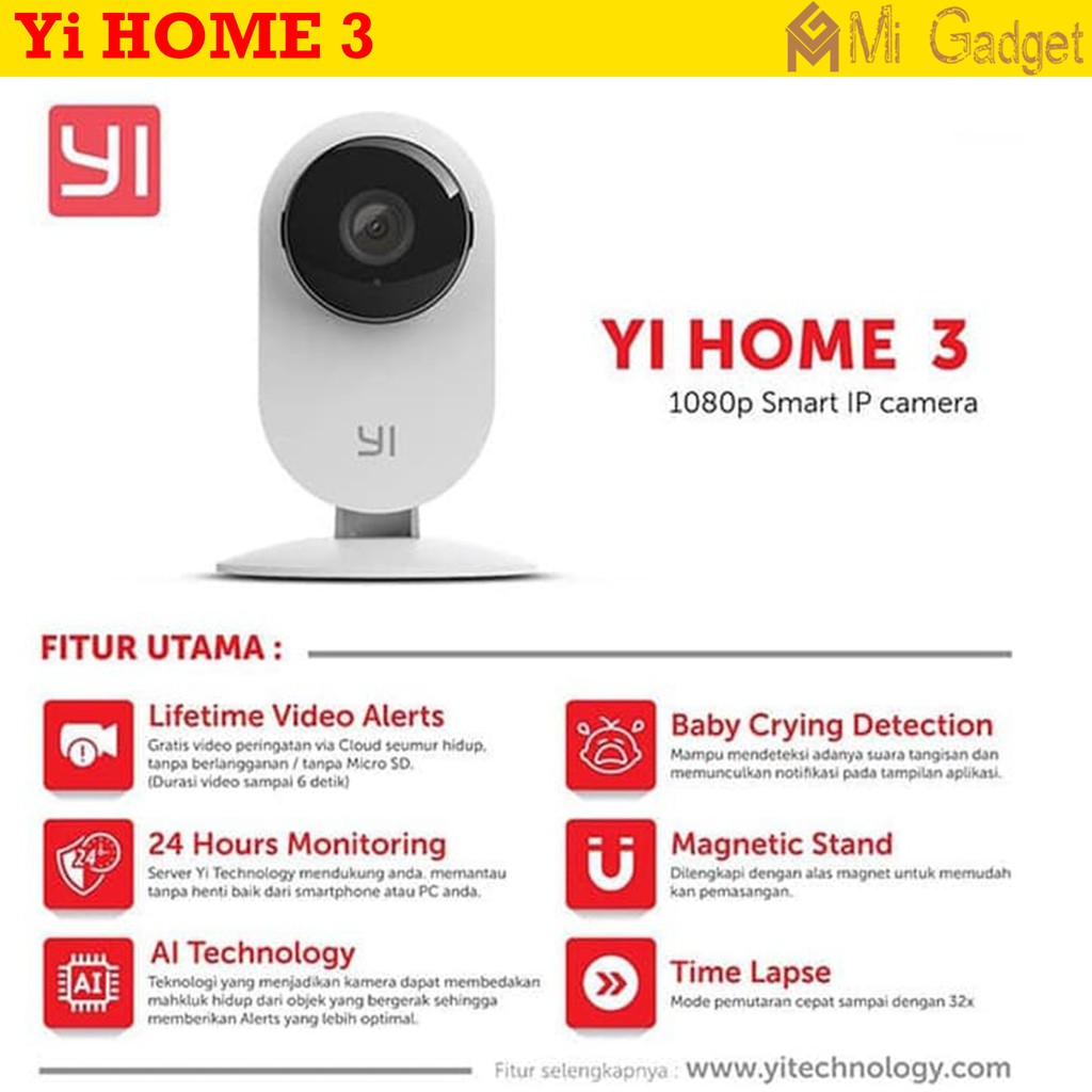 Yi Home 3 1080p International Version Garansi Resmi Ip Camera Shopee Indonesia