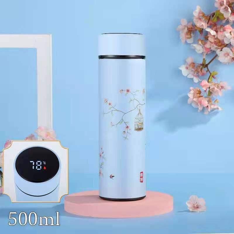 Tumbler Suhu LED Motif Termos Botol Minum Temperatur 500ml Stainless