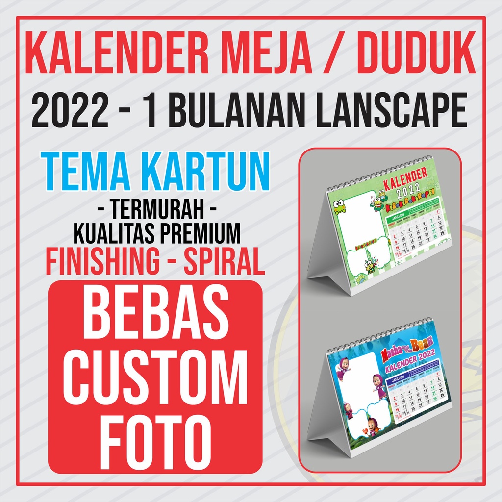 

KALENDER MEJA 2022 LANSCAPE - 1 BULANAN - MURAH BISA CUSTOM FOTO BEBAS
