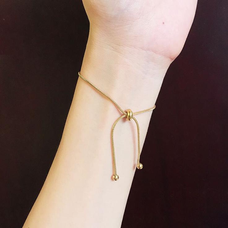 Modern.. 339# Gelang Wanita titanium lapis emas 18k model Pita Serut Gold