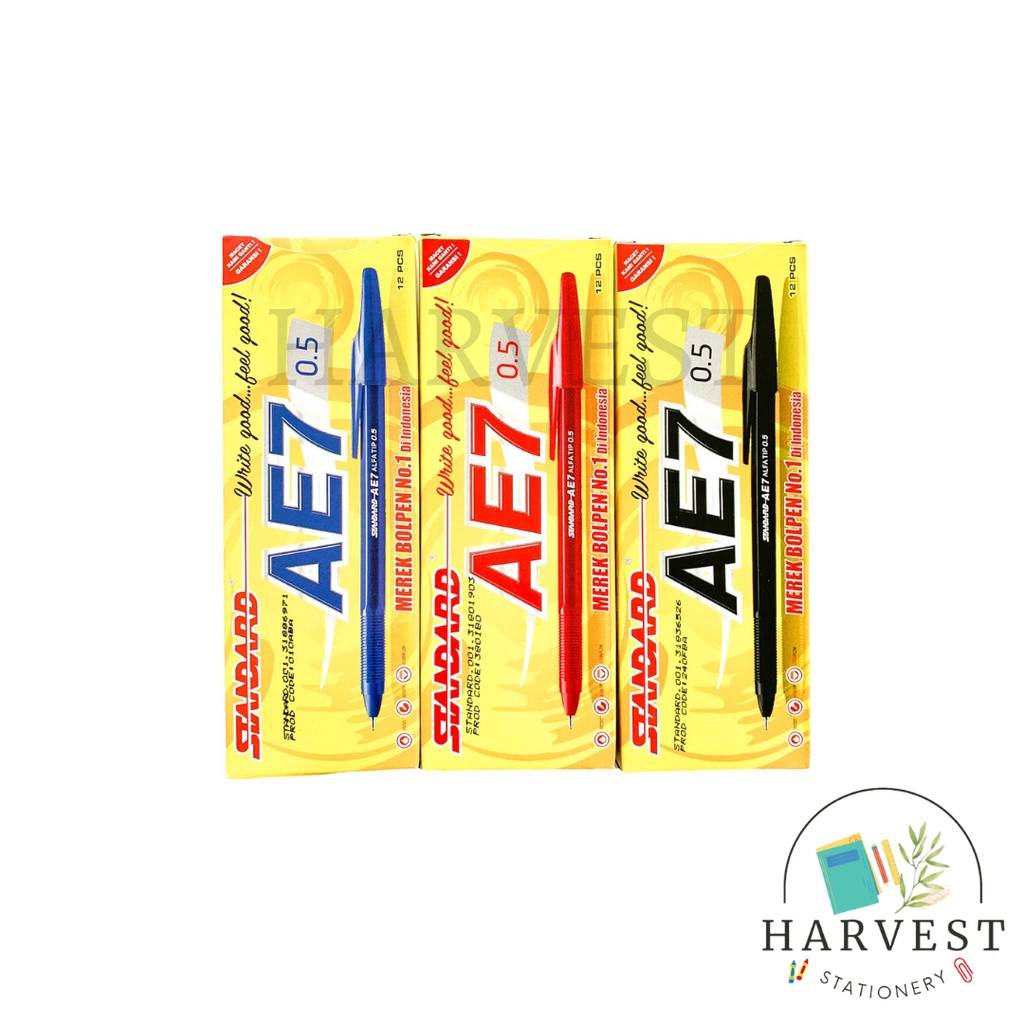 

Pulpen Standard AE7 0.5 HITAM MERAH BIRU (12PCS)