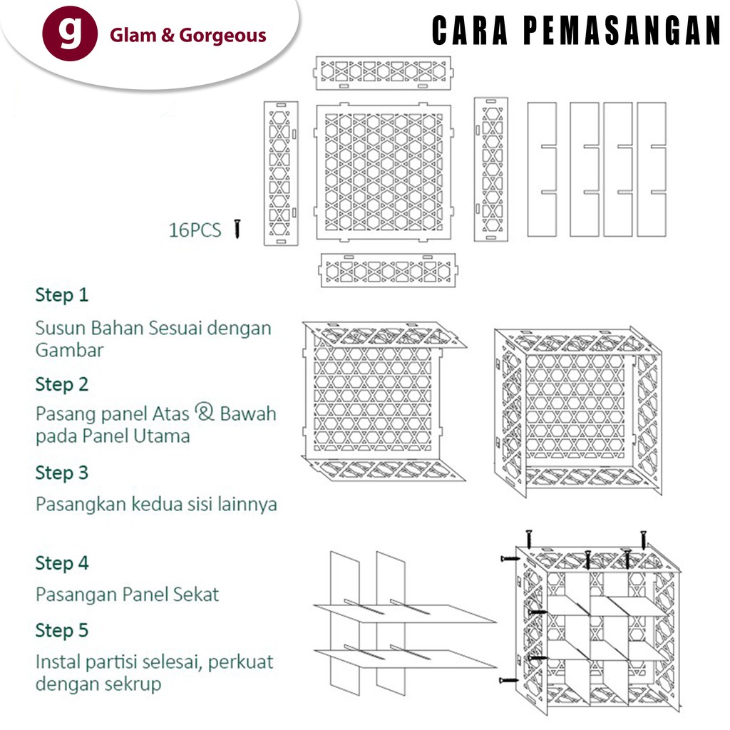 Rak Dinding Minimalis Dekorasi 9 Sekat Hiasan Kayu PVC Tahan lama - DW029