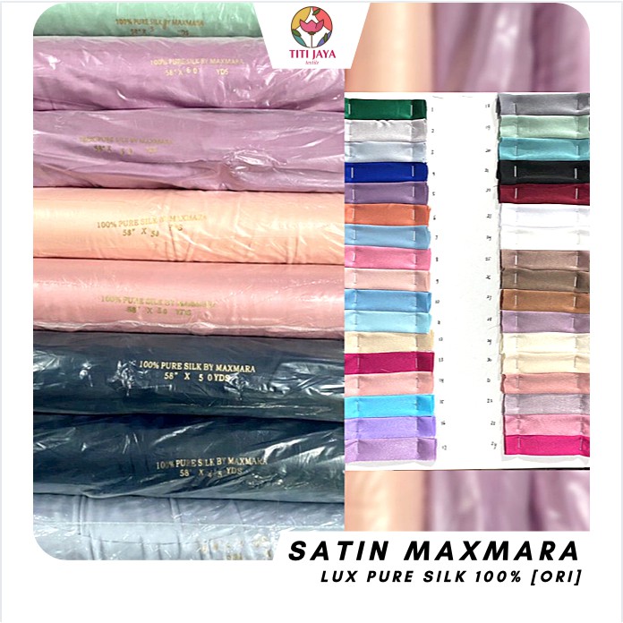 (TERMURAH DI SHOPEE !) Kain SATIN MAXMARA 100% PURE SILK GRADE A Premium / Maxmara Import Silky Ori