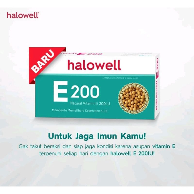 Halowell Vitamin E Suplemen Daya Tahan Tubuh 1 Pack Isi 12 Kapsul