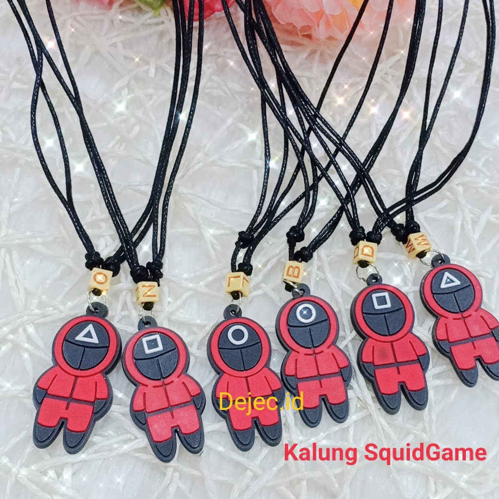 KALUNG SQUID GAME / KALUNG KARAKTER PRIA WANITA ANAK SILIKON / TALI BISA DIBESARKECILKAN /HITAM