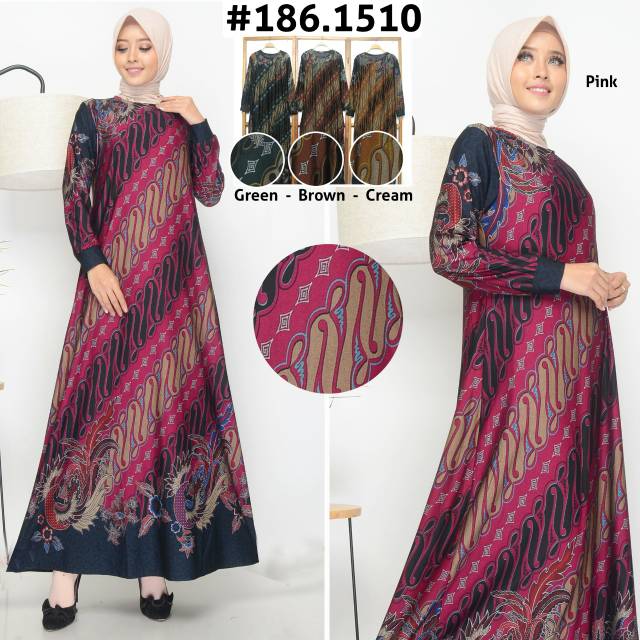 Baju gamis wanita terbaru murah motif batik