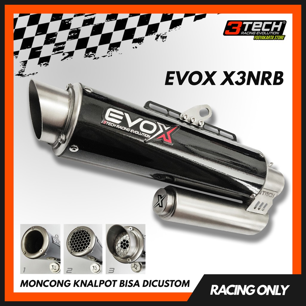 Knalpot EVOX X3NRL Hitam & Silver Fullsystem by 3Tech Racing Evolution