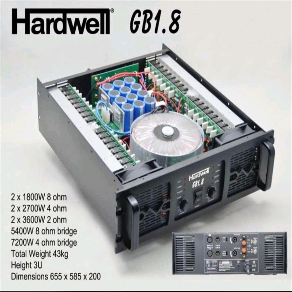 power audio hardwell gb1 8 powered ampli mixer original