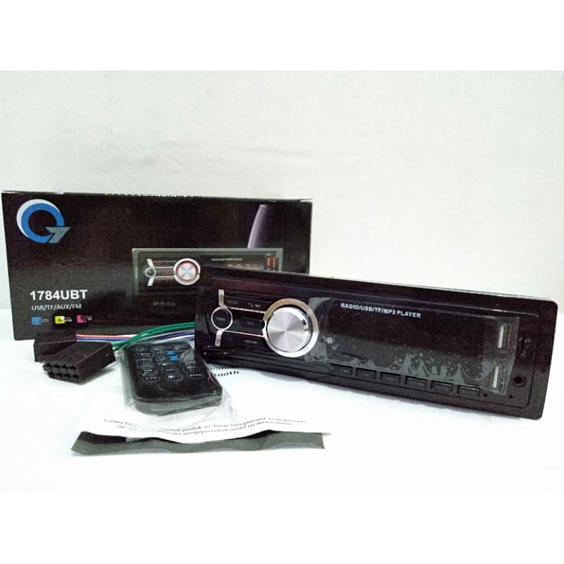 Car Audio Mobil Head Unit Tape Single Din Radio MP3 Dual USB Bluetooth Q7 1784UBT dan 1782UBT Asli