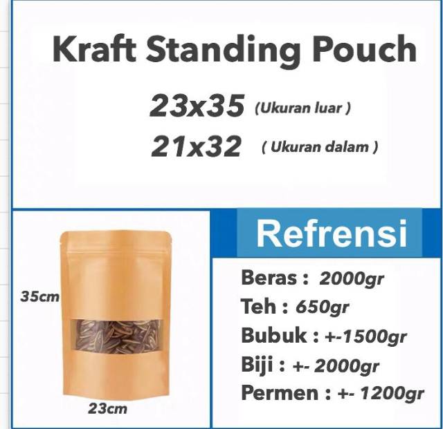 Craft Standing pouch | ziplock bag craft kemasan kopi makanan granola keripik masker bubuk