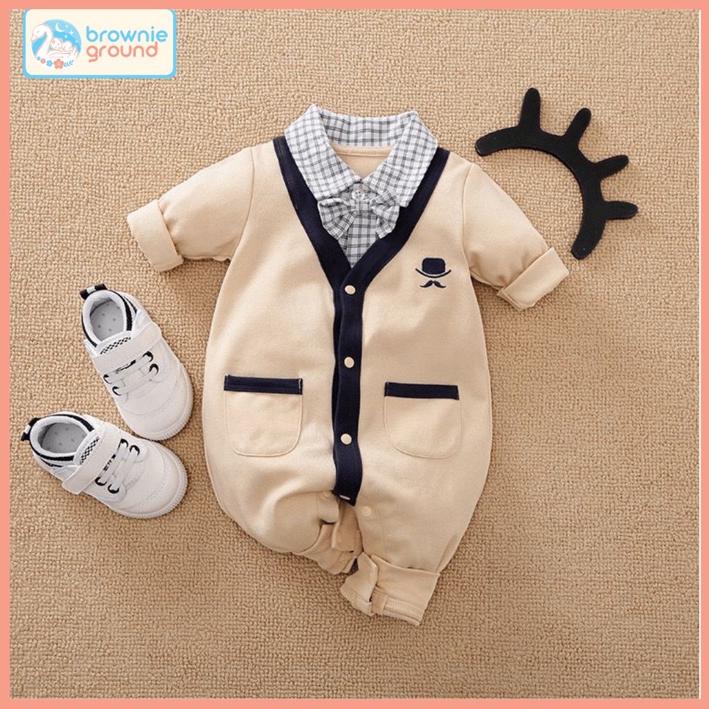 [COD] jumper cream dasi kotak abu keren anak 2 tahunimport premium brownieground