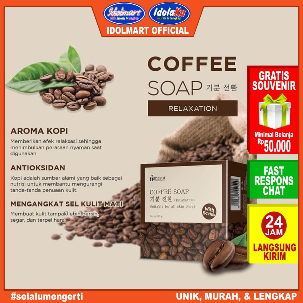 IDOLMART Hanasui Coffee Bar Soap 60gr Idolmart Surabaya