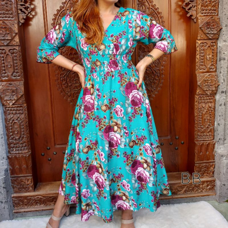 GAMIS BALI / DRES MOZA ( lengan lonceng)-Mw2 toska