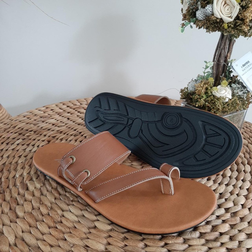 Sandal Pria Casual Kulit Terbaru Sendal Cowok Asli Garut