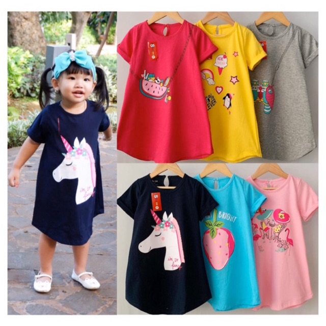 Oval dress smile . Dress anak usia 1-5 tahun bahan kaos dress smilee nablfashion