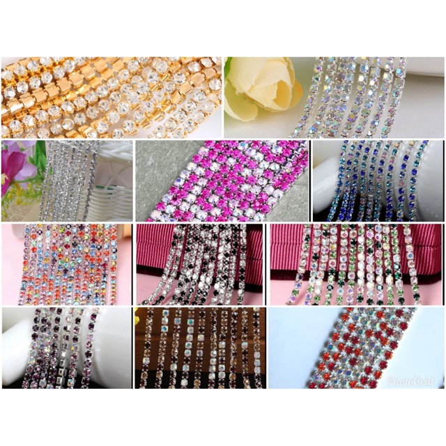Diamond Renteng Ss10 per meter | Rantai Diamond | Diamond Chain | Rhinestone Chain | Diamond string