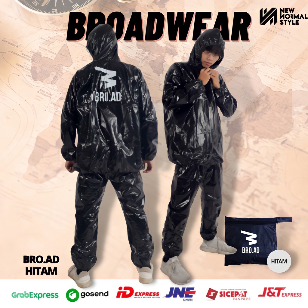 BRO AD Jas Mantel Mantol Raincoat Hujan Ujan Pria Wanita Dewasa Murah Keren Premium Outdoor