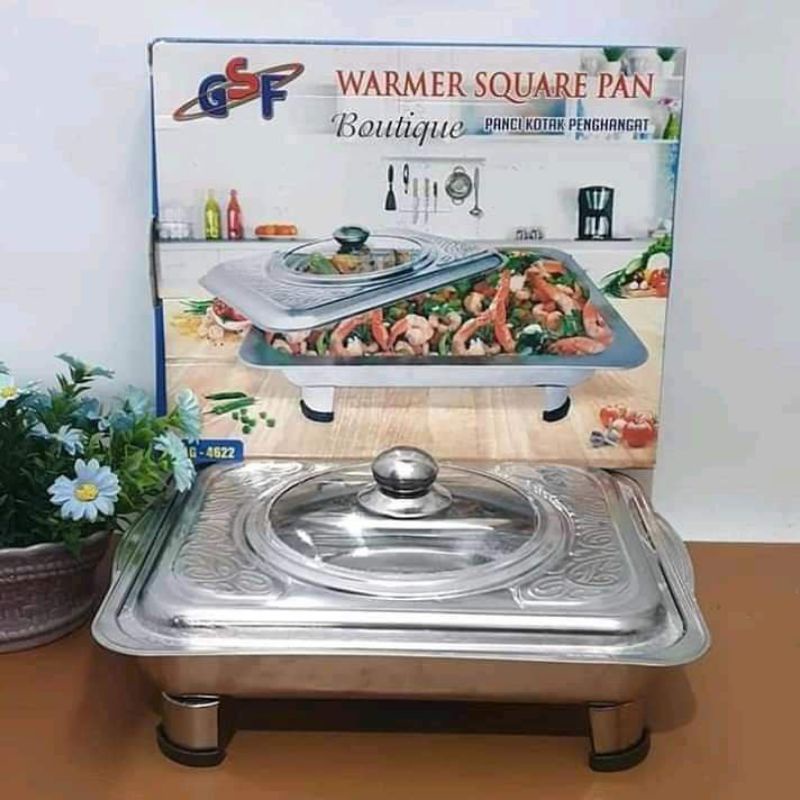 Warmer Square Pan Batik Gsf G-4622 Panci Prasmanan Kotak Penghangat