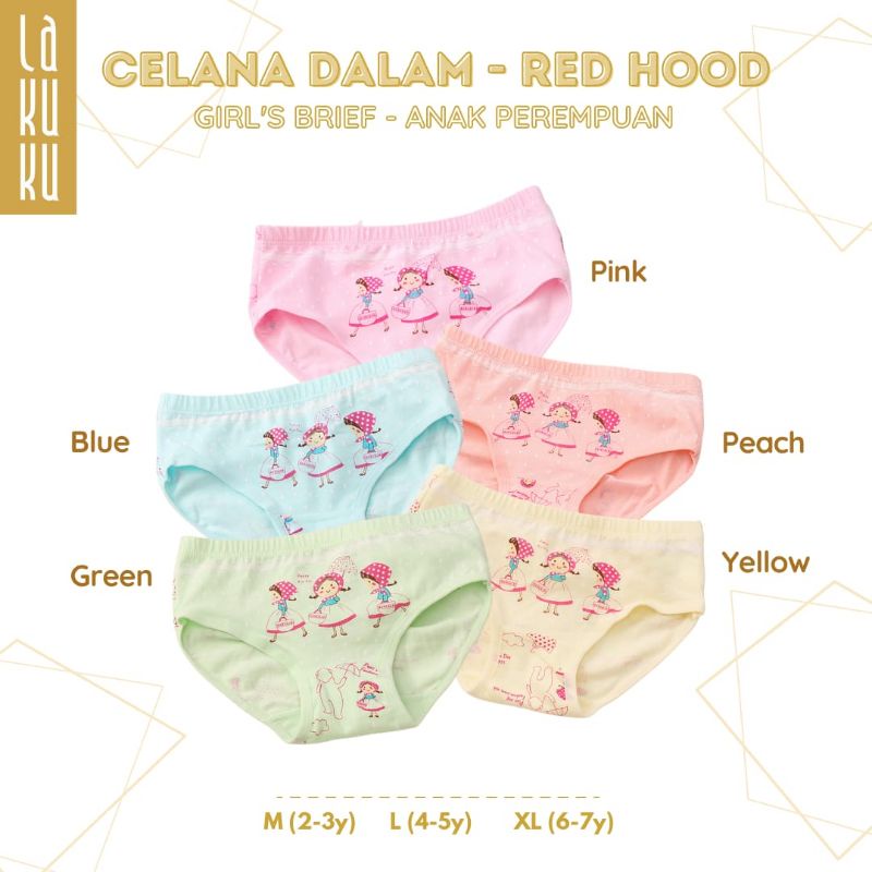 Lakuku - Celana Dalam Anak Perempuan Underwear Katun Brief Red Hood, Bear n Panda