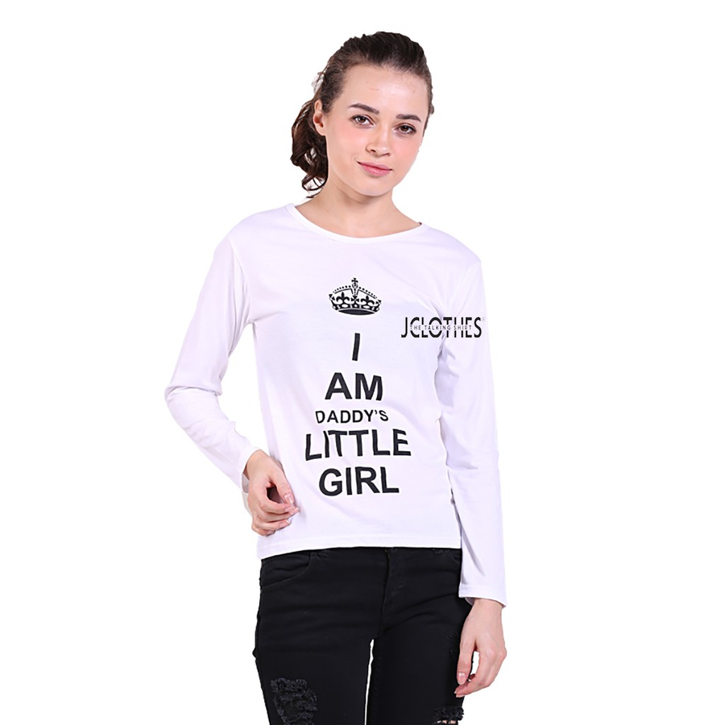 Kaos Wanita / Kaos Cewe / T-Shirt Wanita Lengan Panjang Daddy's - Putih