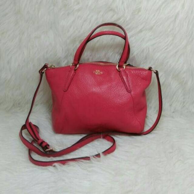 TAS COACH MINI KELSEY BRIGHT PINK F57563 AUTHENTIC 100%
