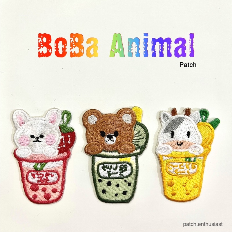 Patch Bordir Boba Animal Drink