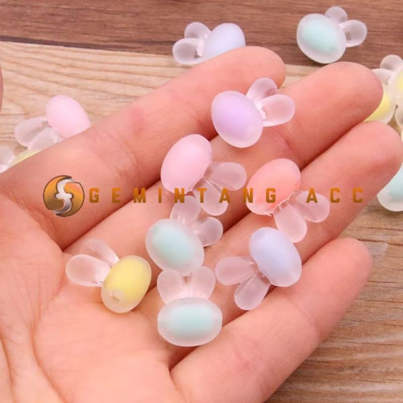 50 Pcs Manik Manik Bulat Kristal Ice Mote Bunga Pastel Frosted Manik Karakter Lucu