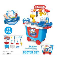 Mainan Anak Dokter-Dokteran Trolly Blue 22 Pcs