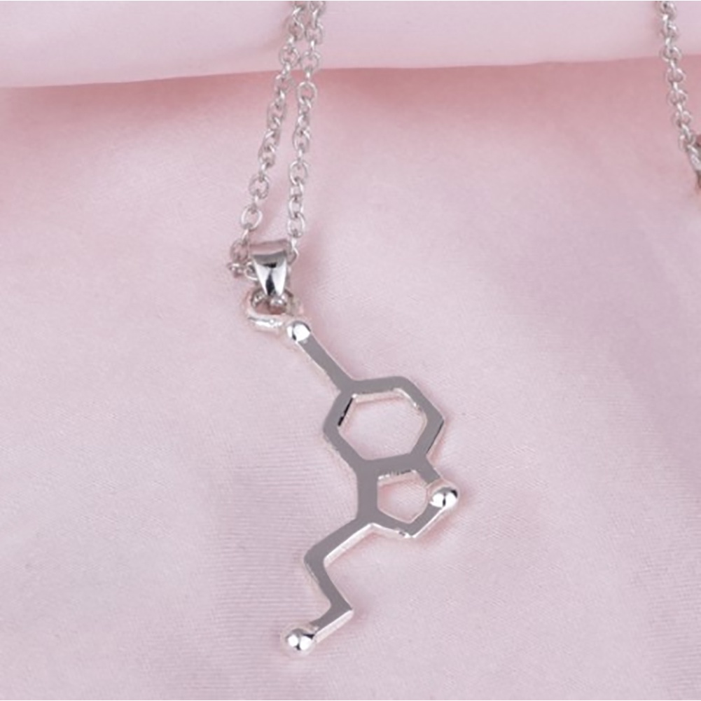 Hu Hu Hu Hu Hu Alat Bantu Pasang Kacamata♡ Kalung Rantai Dengan Liontin Molekul DNA Serotonin Dopamine Acetylcholine Biochemistry