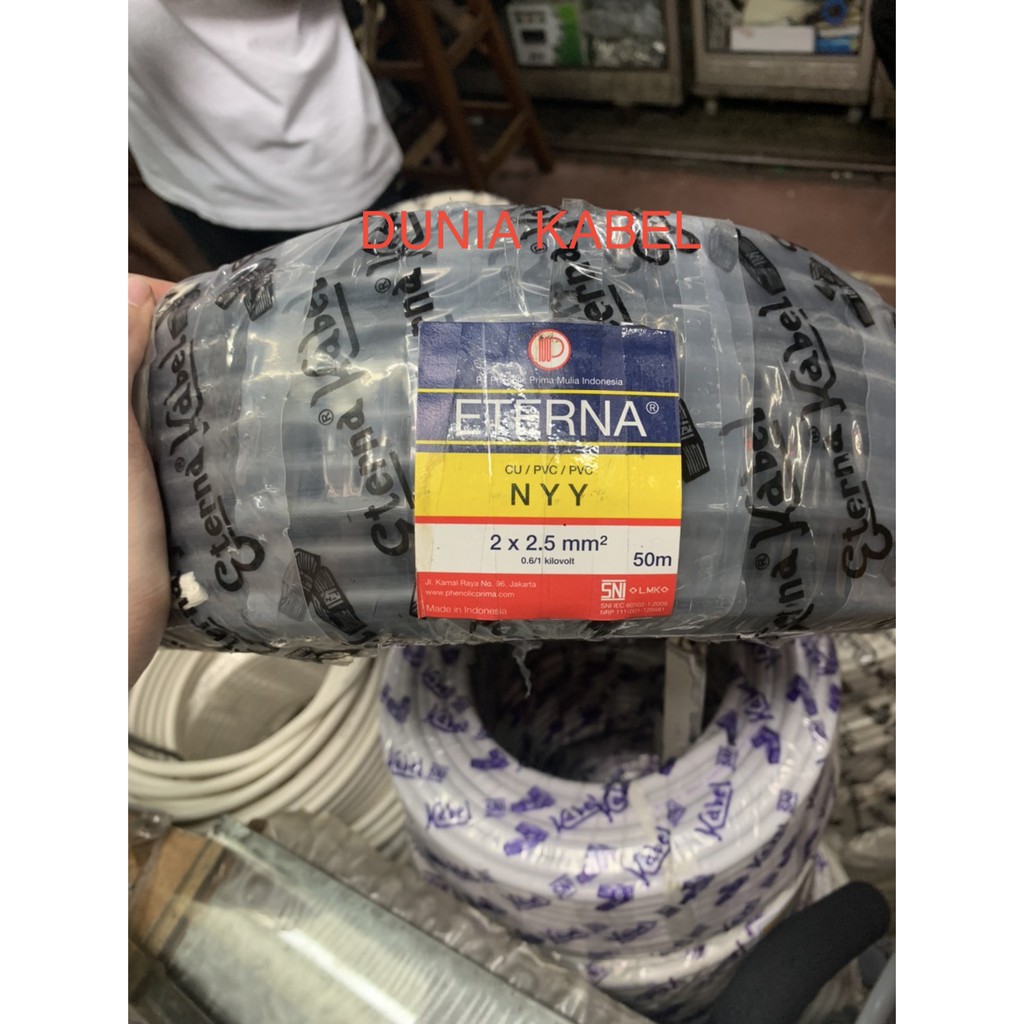 Kabel Kawat / NYY Eterna 2x2.5 2 X2,5 2 x 2,5 warna Hitam @50 meter