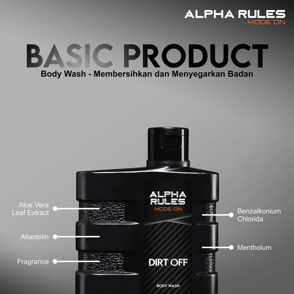 Bo Alpha Rules Dirt Off Sabun Mandi Cair Perawatan Tubuh Pria Body Wash Original