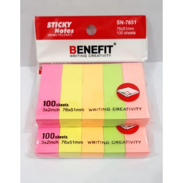 Stick Note BIG BENEFIT 5 Warna 76×51 mm Sticky Note Post It Catatan Memo 3×2 inch-1
