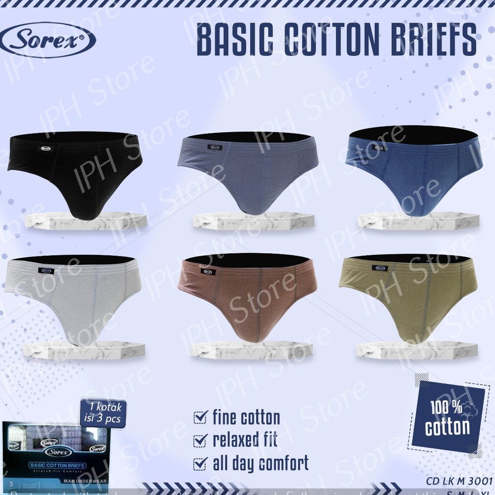 Celana Dalam / Underwear Pria Sorex M3001 (1 Box isi 3 Pieces)