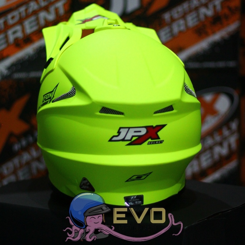 HELM JPX CROSS_SOLID - FLUO YELLOW DOFF / BLACK + GOOGLE SNAIL (ONGKIR 2 KG) HELM JPX TERBARU