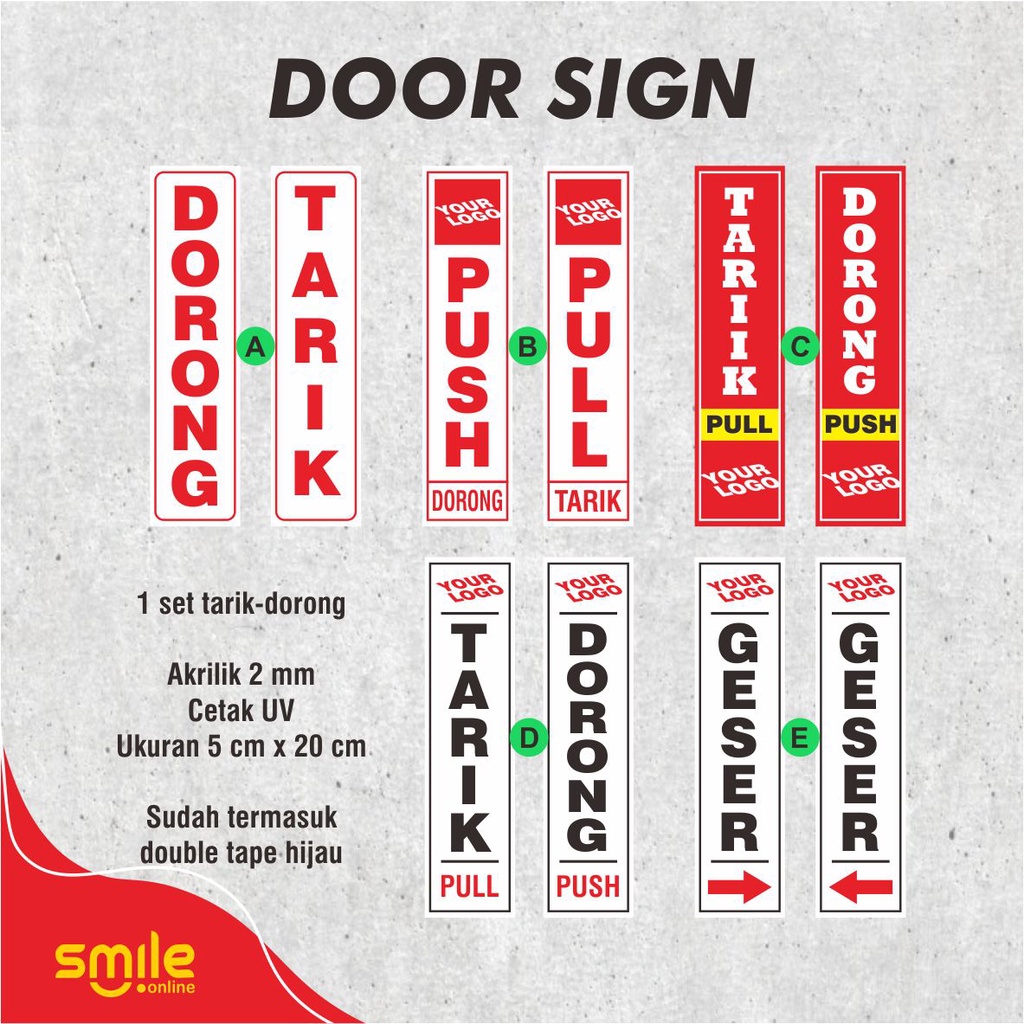 Jual Door Sign Akrilik Sign Pintu Masuk Keluar Sign Push Pull