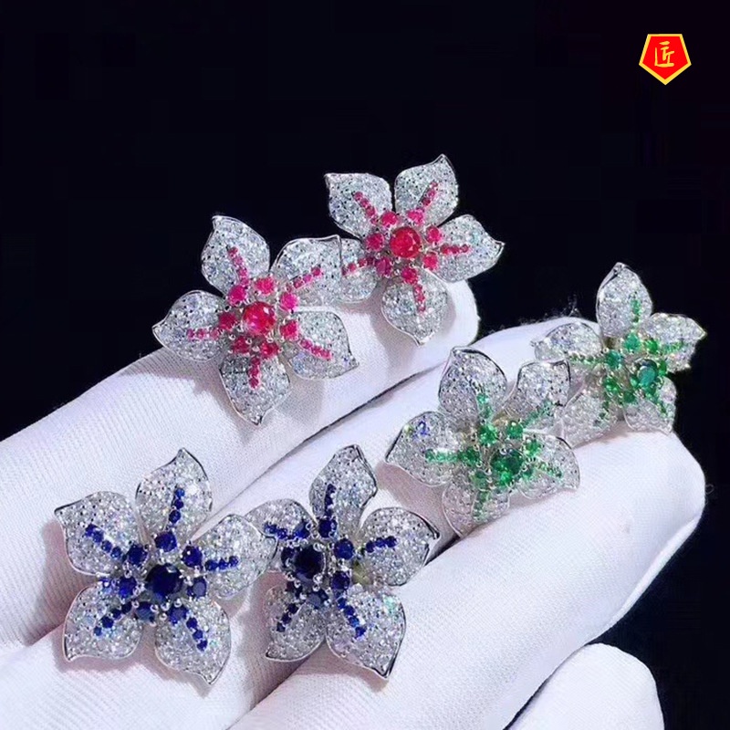 [Ready Stock]Women's Micro-Inlaid Full Diamond High-Profile Earrings