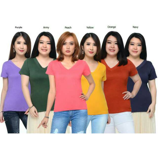 BAJU  WANITA MURAH POLOS V-NECK SILANG