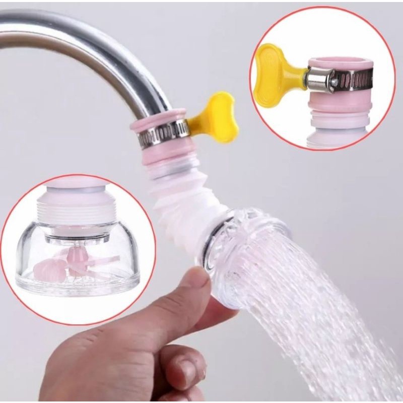 Sambungan Keran Kran Air Flexible Putar 360 Dengan Ring Anti Lepas